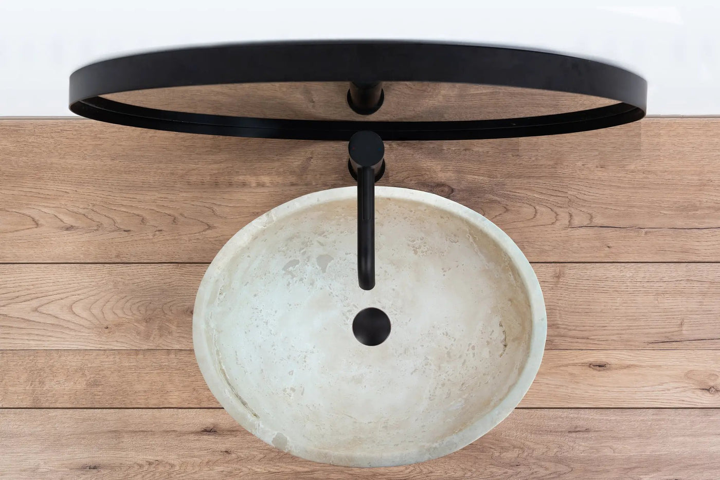 Travertine Natural Stone Oval Vessel Sink 16x21x6 Handcrafted Light Beige Artisan by GobekDesign