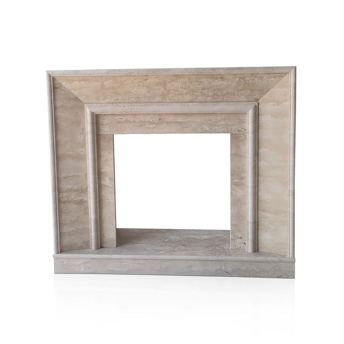 Troia Light Travertine Modern Fireplace Surround 57x44 Honed, photo 2 of 5