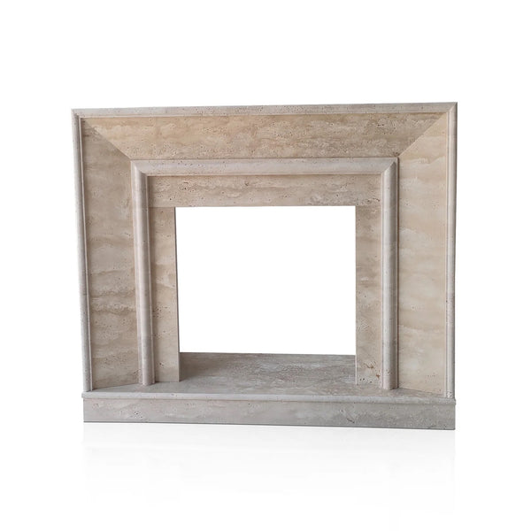 Troia Light Travertine Modern Fireplace Surround 57x44 Honed, photo 2 of 6