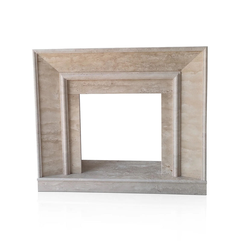 Troia Light Travertine Modern Fireplace Surround 57x44 Honed, photo 2 of 5