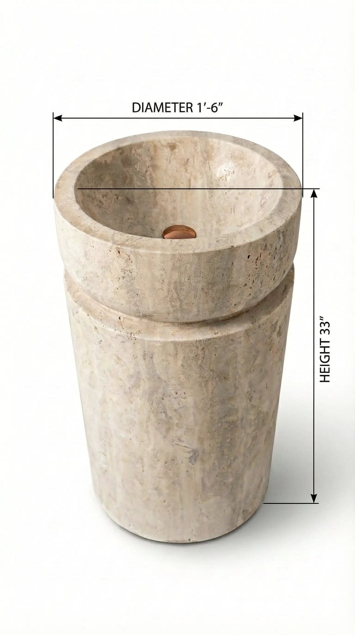 Light Travertine Pedestal Sink Hand Carved Designer 18x18x33 by GobekDesign