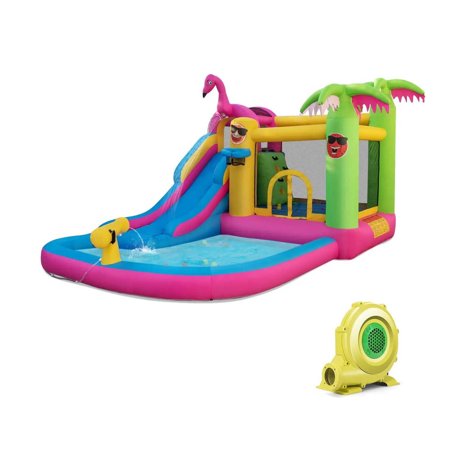 Inflatable Bounce Castle with Long Water Slide and 735W Blower by DirectDeals