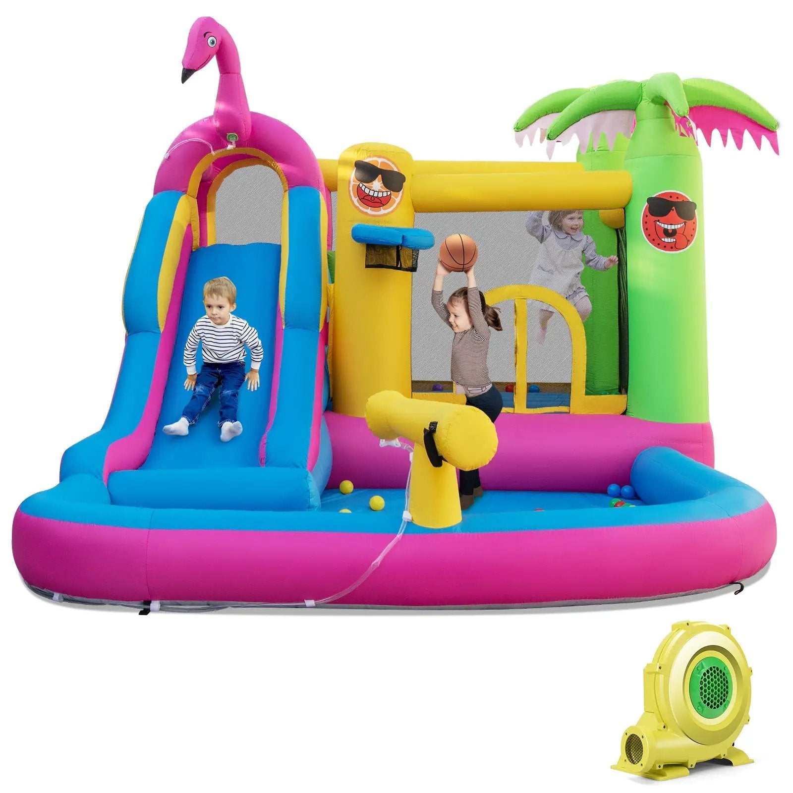 Inflatable Bounce Castle with Long Water Slide and 735W Blower by DirectDeals