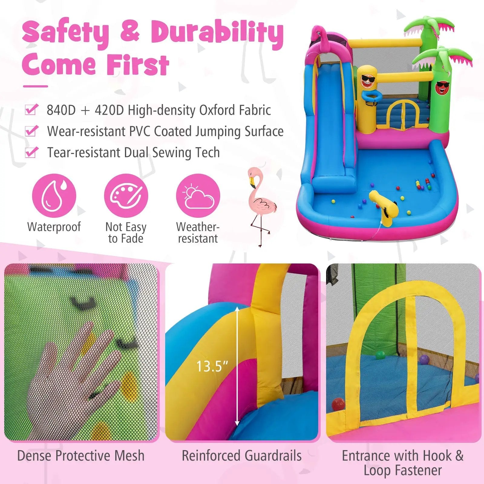 Inflatable Bounce Castle with Long Water Slide and 735W Blower by DirectDeals