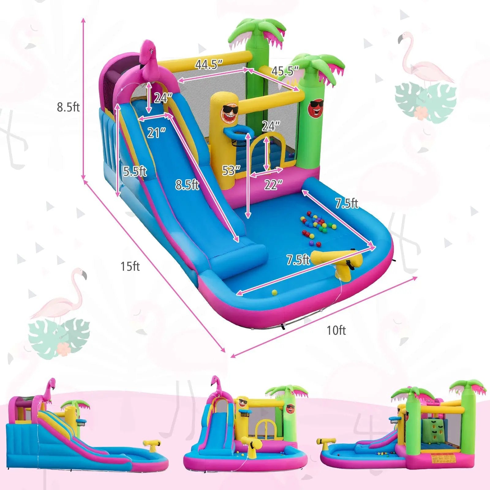 Inflatable Bounce Castle with Long Water Slide and 735W Blower by DirectDeals
