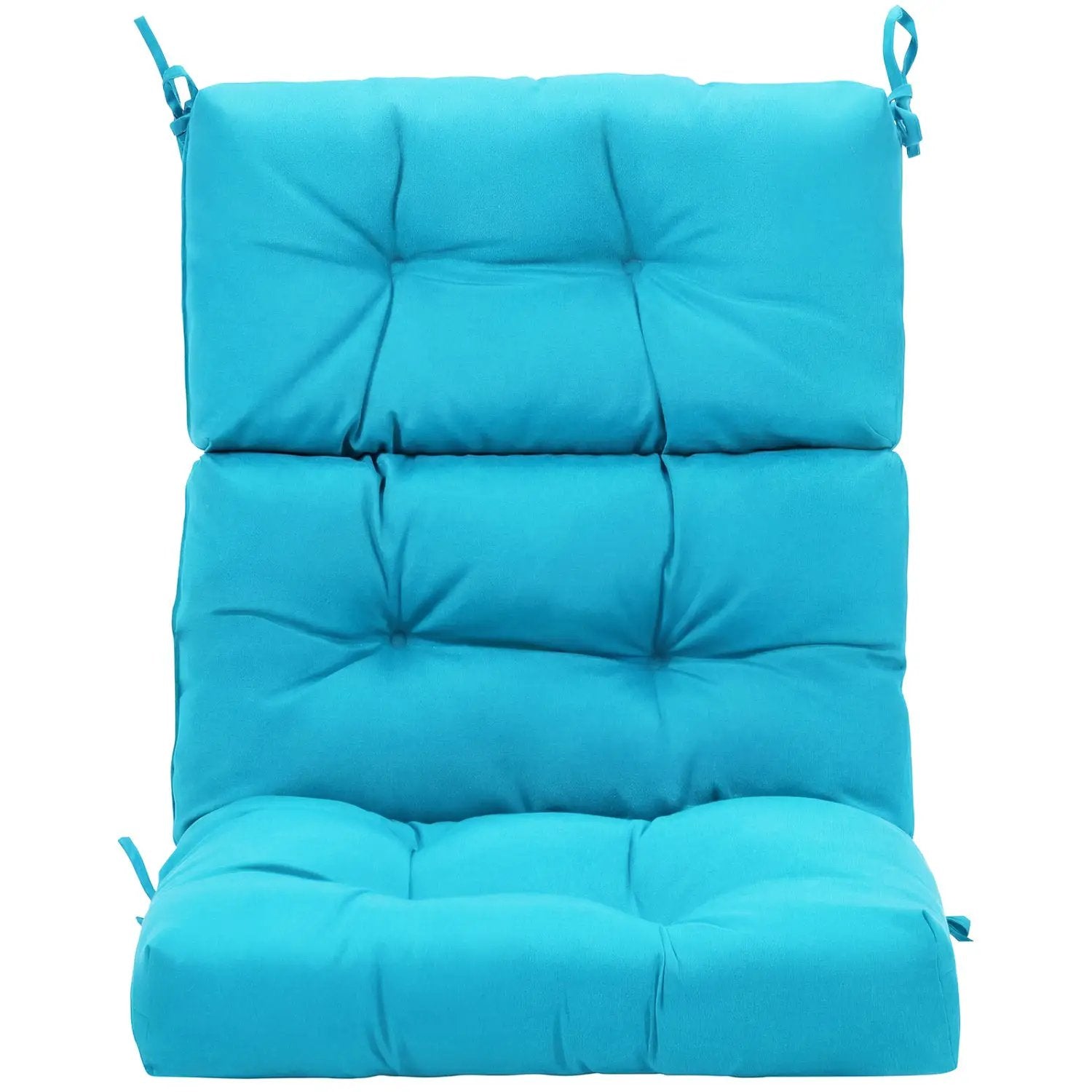 Tufted High Back Patio Chair Cushion with Ties - Turquoise by DirectDeals