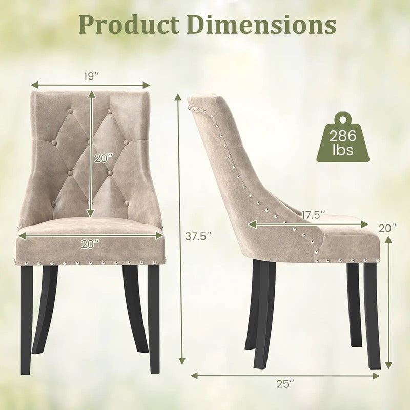 Tufted Wingback Upholstered Dining Chairs Set of 2-Light Brown by DirectDeals