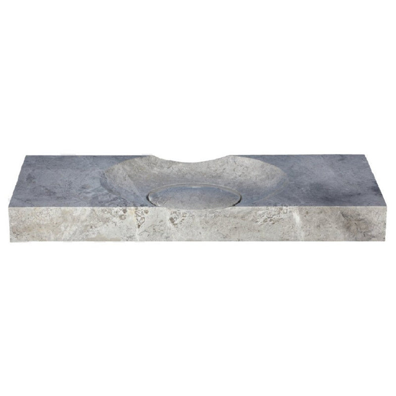 Tundra Grey Marble Rectangular Vessel Sink Honed (W)18" (L)40" (H)4" by GobekDesign