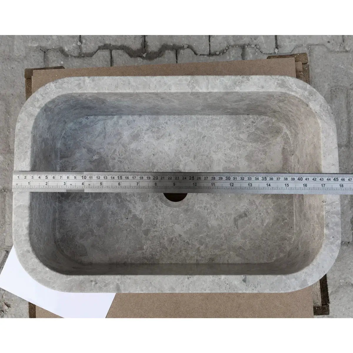 Tundra Gray Marble Rectangular Wall-Mount Bathroom Sink - 12x18x7 by GobekDesign