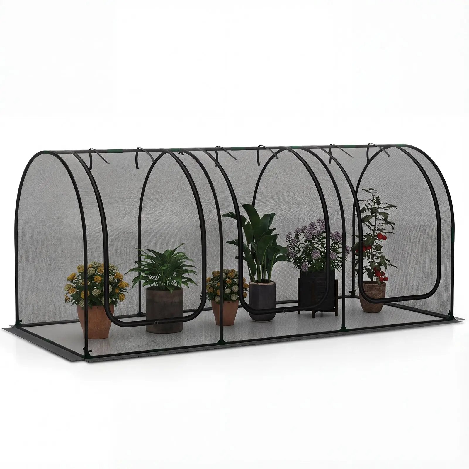 Tunnel Crop Cage Large Portable Plant Protection Tent with 3 Roll-up Zippered Doors by DirectDeals