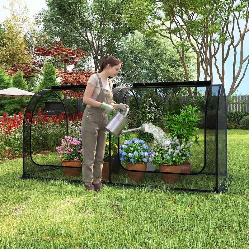 Tunnel Crop Cage Large Portable Plant Protection Tent with 2 Roll-up Zippered Doors by DirectDeals