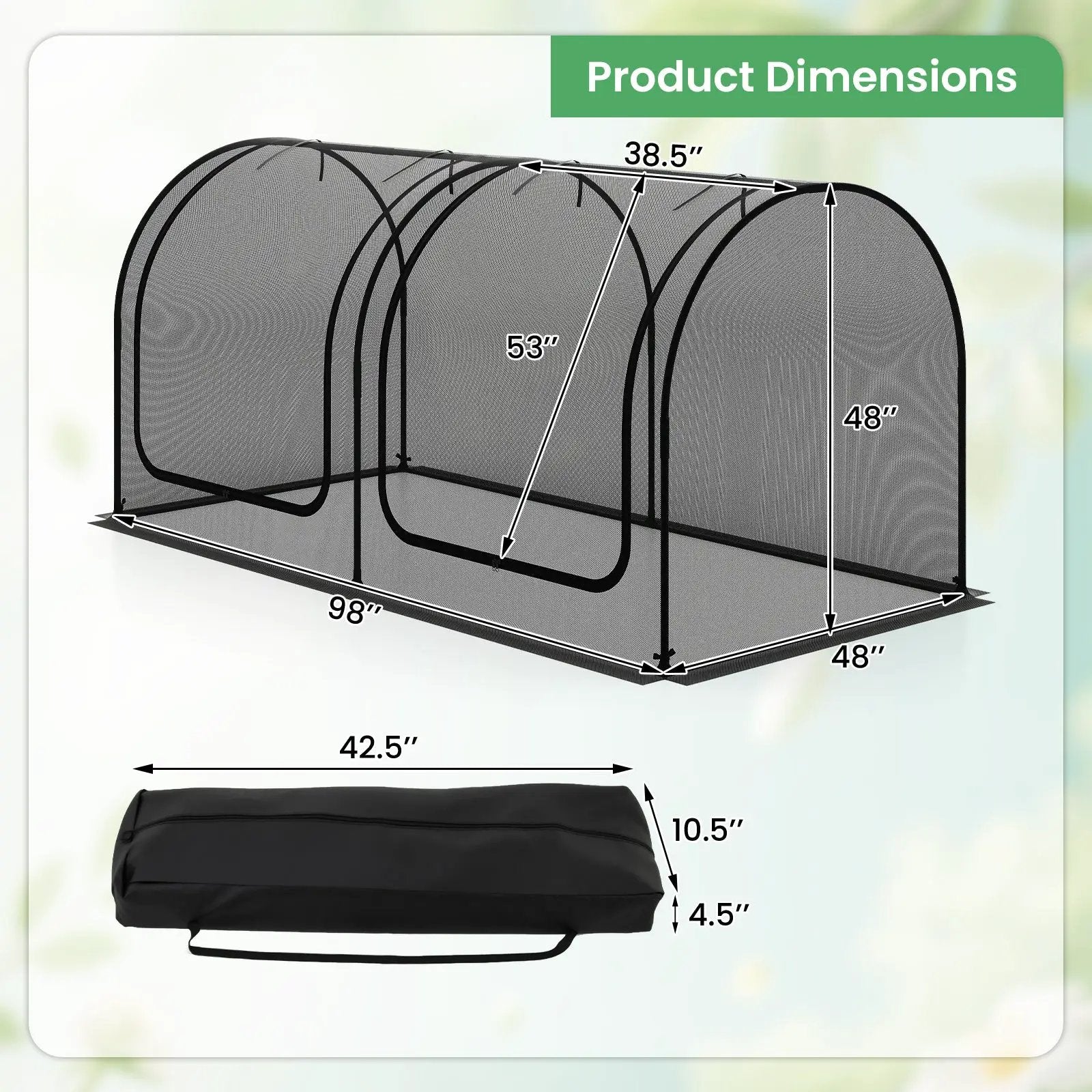 Tunnel Crop Cage Large Portable Plant Protection Tent with 2 Roll-up Zippered Doors by DirectDeals