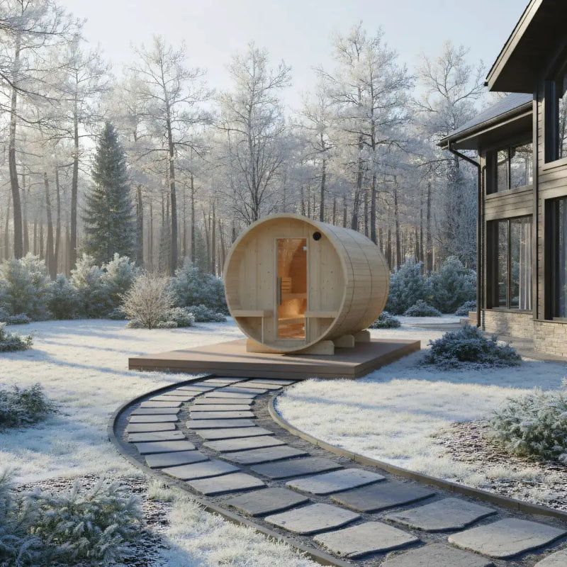 Turku Finnish Barrel Sauna with Terrace and WiFi Heater - Finnish Sauna Builders by Finnish Sauna Builders