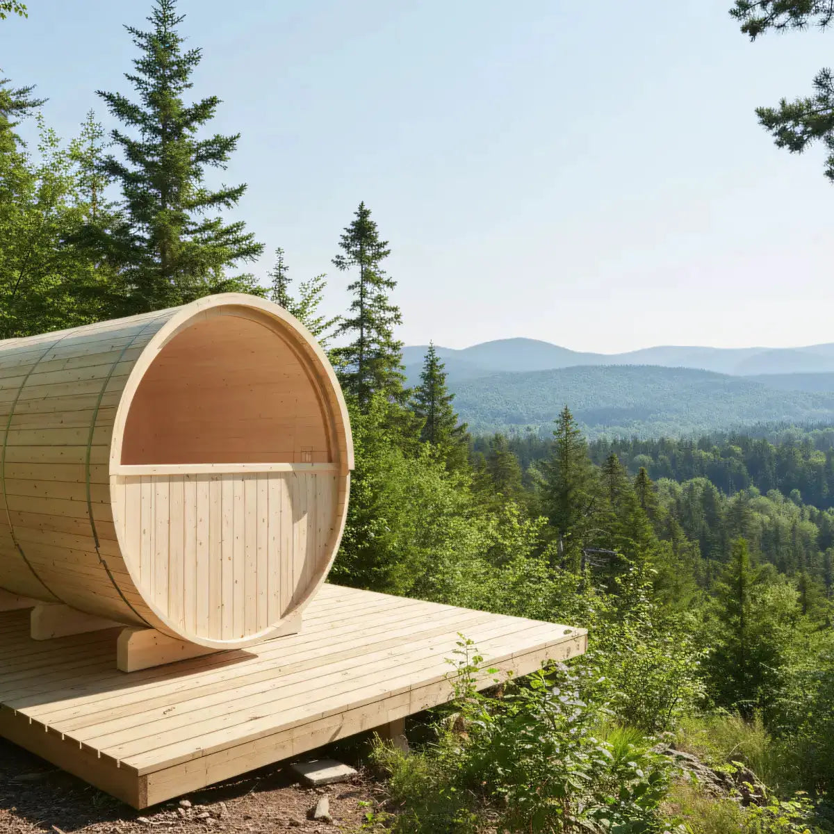 Turku Finnish Barrel Sauna with Terrace and WiFi Heater - Finnish Sauna Builders by Finnish Sauna Builders