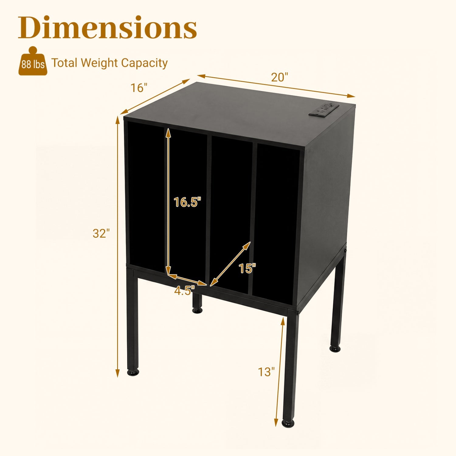 Turntable Record Player Stand with Power Outlets by DirectDeals