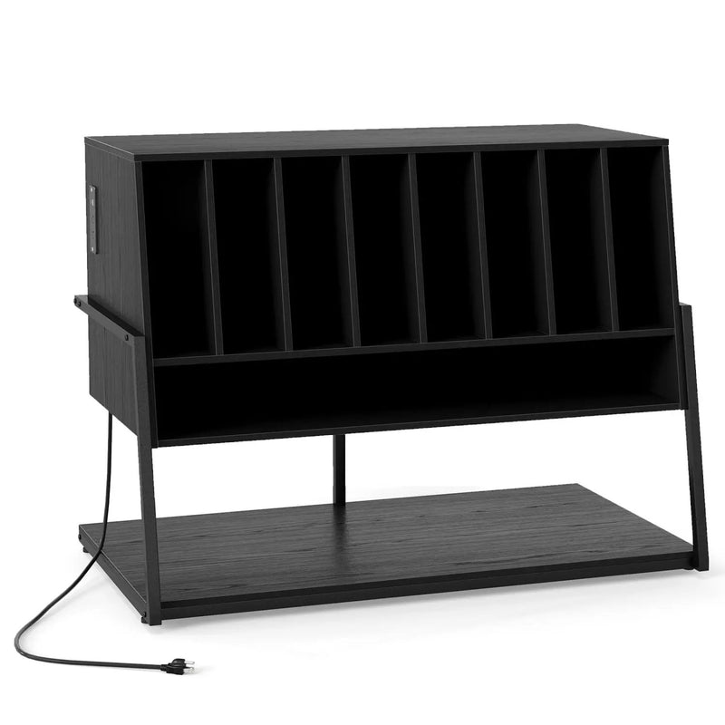 Turntable Stand with Charging Station & Vinyl Storage by DirectDeals