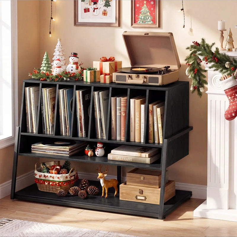 Turntable Stand with Charging Station & Vinyl Storage by DirectDeals