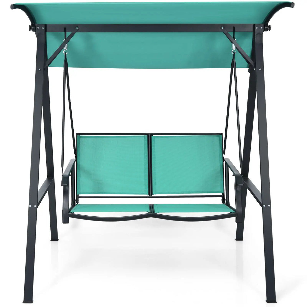 Outdoor Porch Steel Hanging 2-Seat Swing Loveseat with Canopy by DirectDeals
