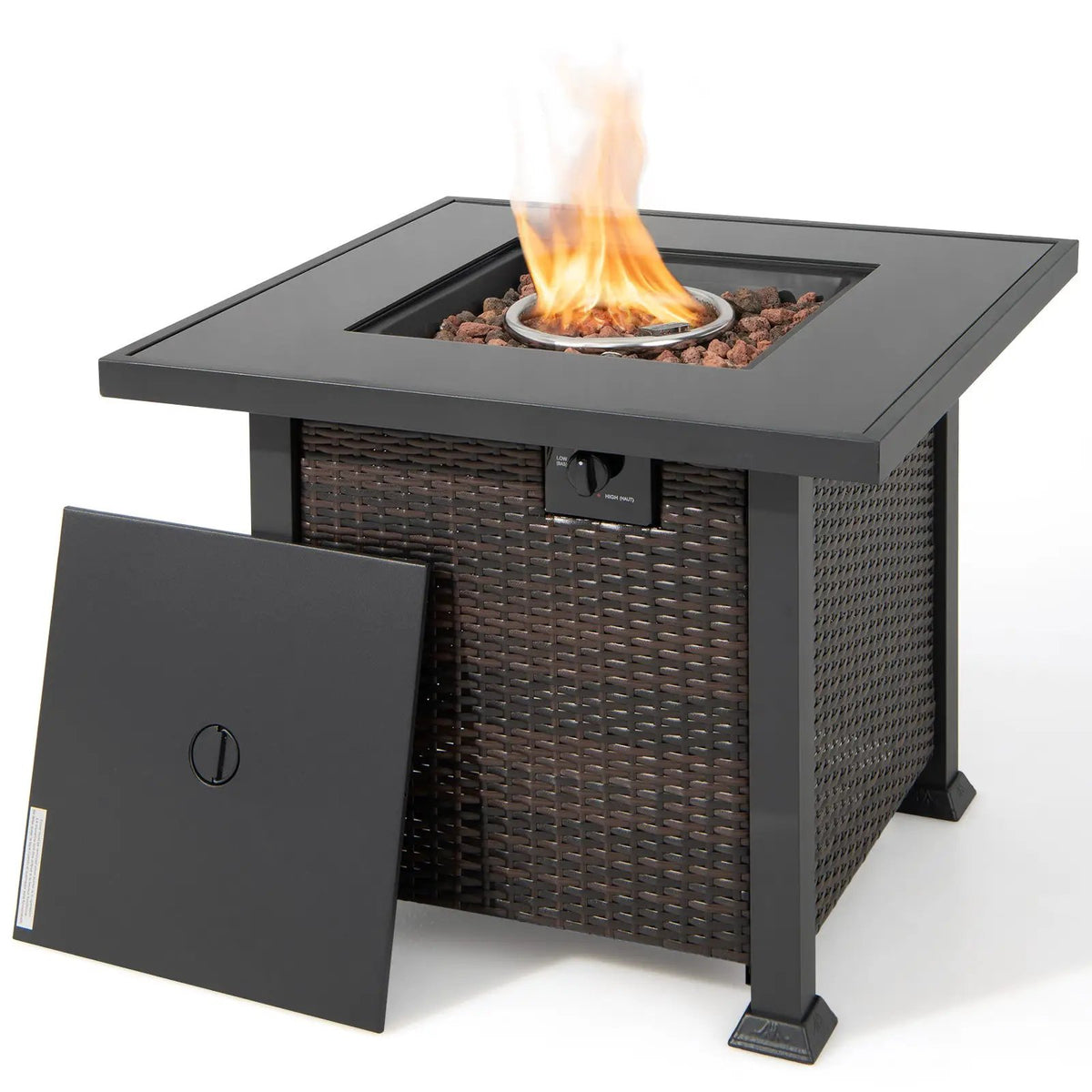 9 Pieces Patio Furniture Set with 32‚Äù Fire Pit Table and 50000 BTU Square Propane Fire Pit by DirectDeals