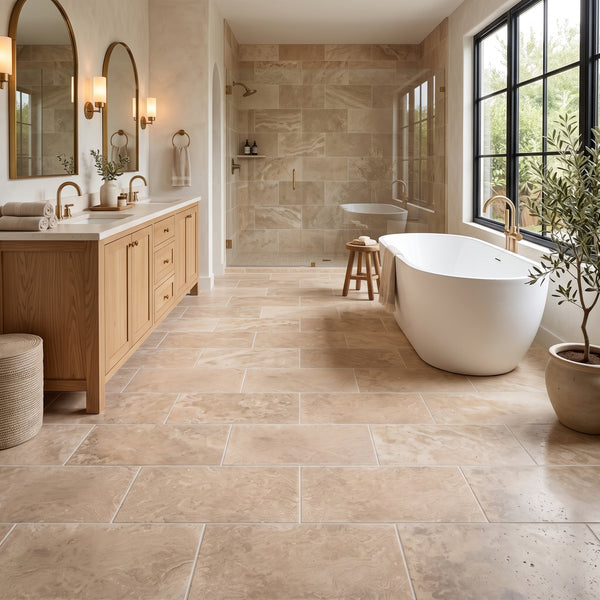 Tuscany Platinum Honed Travertine Tiles 12x24