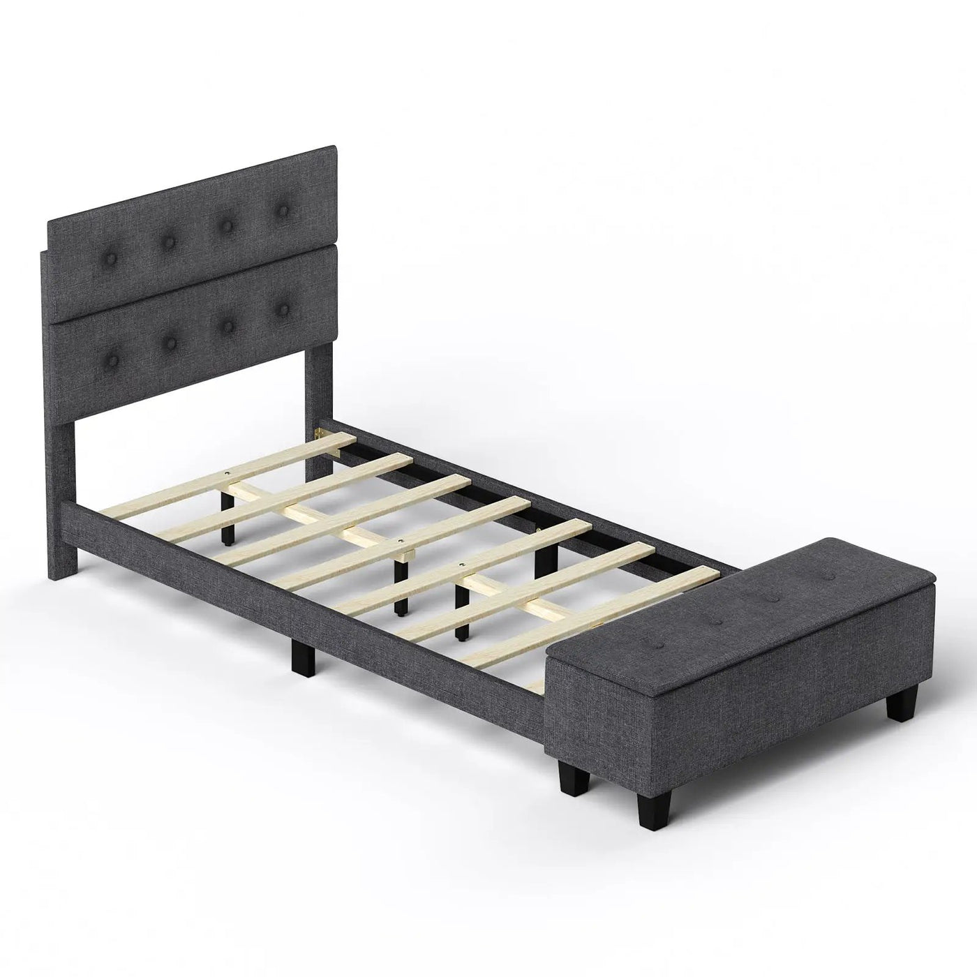 Full/Queen/Twin Upholstered Bed Frame with Ottoman Storage by DirectDeals