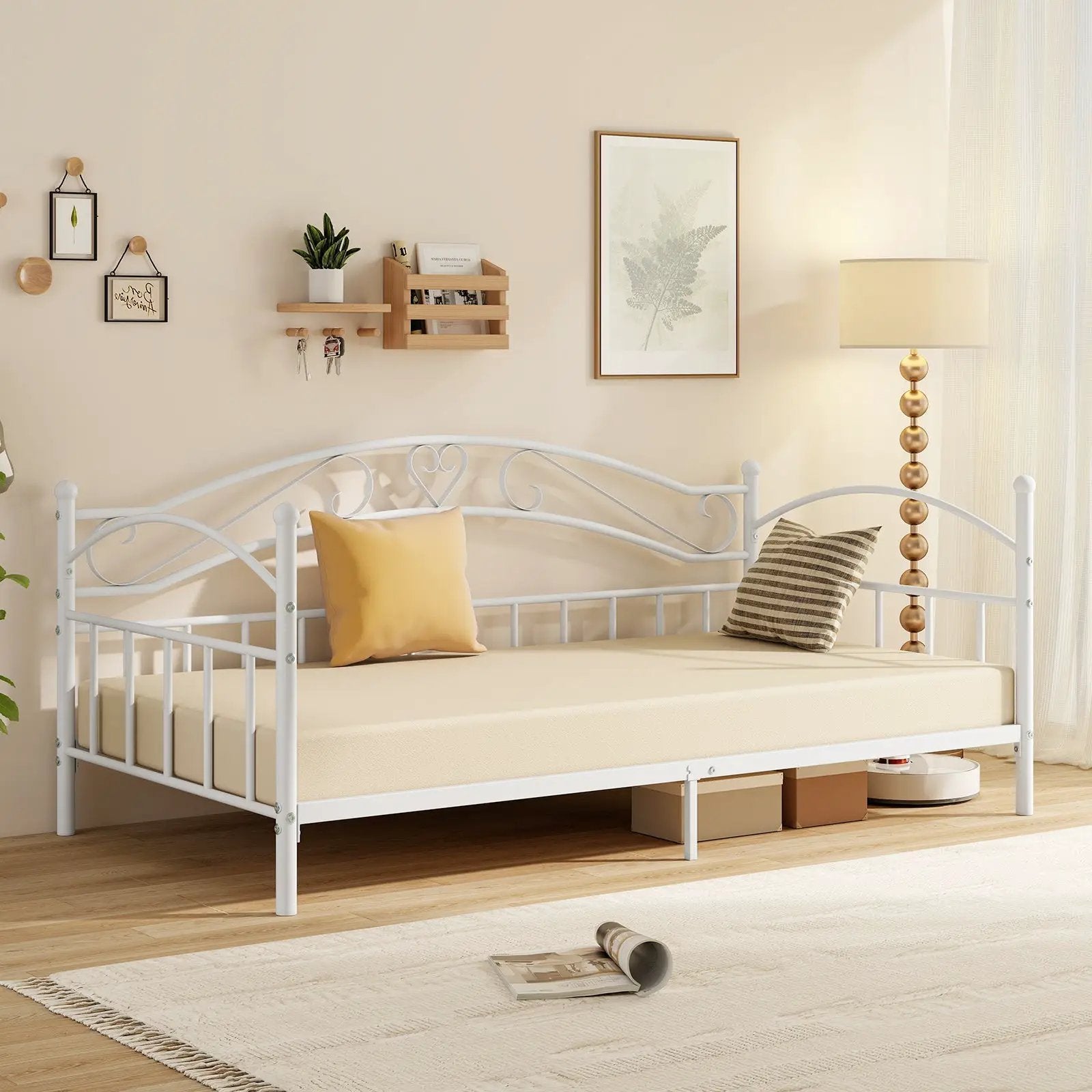 Twin Size Metal Daybed Frame with Headboard for Bedroom by DirectDeals