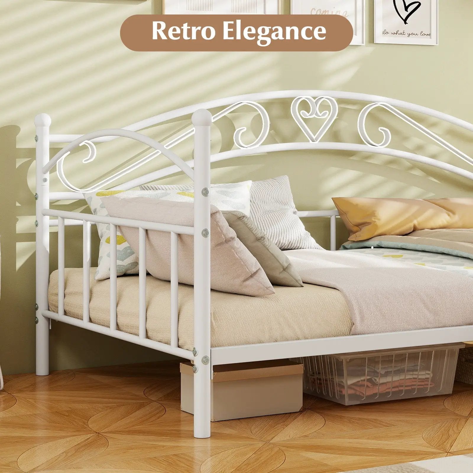 Twin Size Metal Daybed Frame with Headboard for Bedroom by DirectDeals