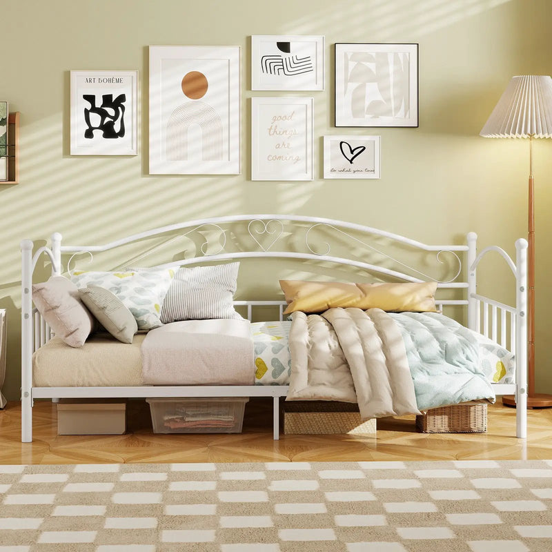 Twin Size Metal Daybed Frame with Headboard for Bedroom by DirectDeals