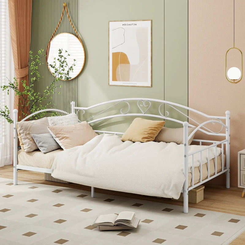 Twin Size Metal Daybed Frame with Headboard for Bedroom by DirectDeals