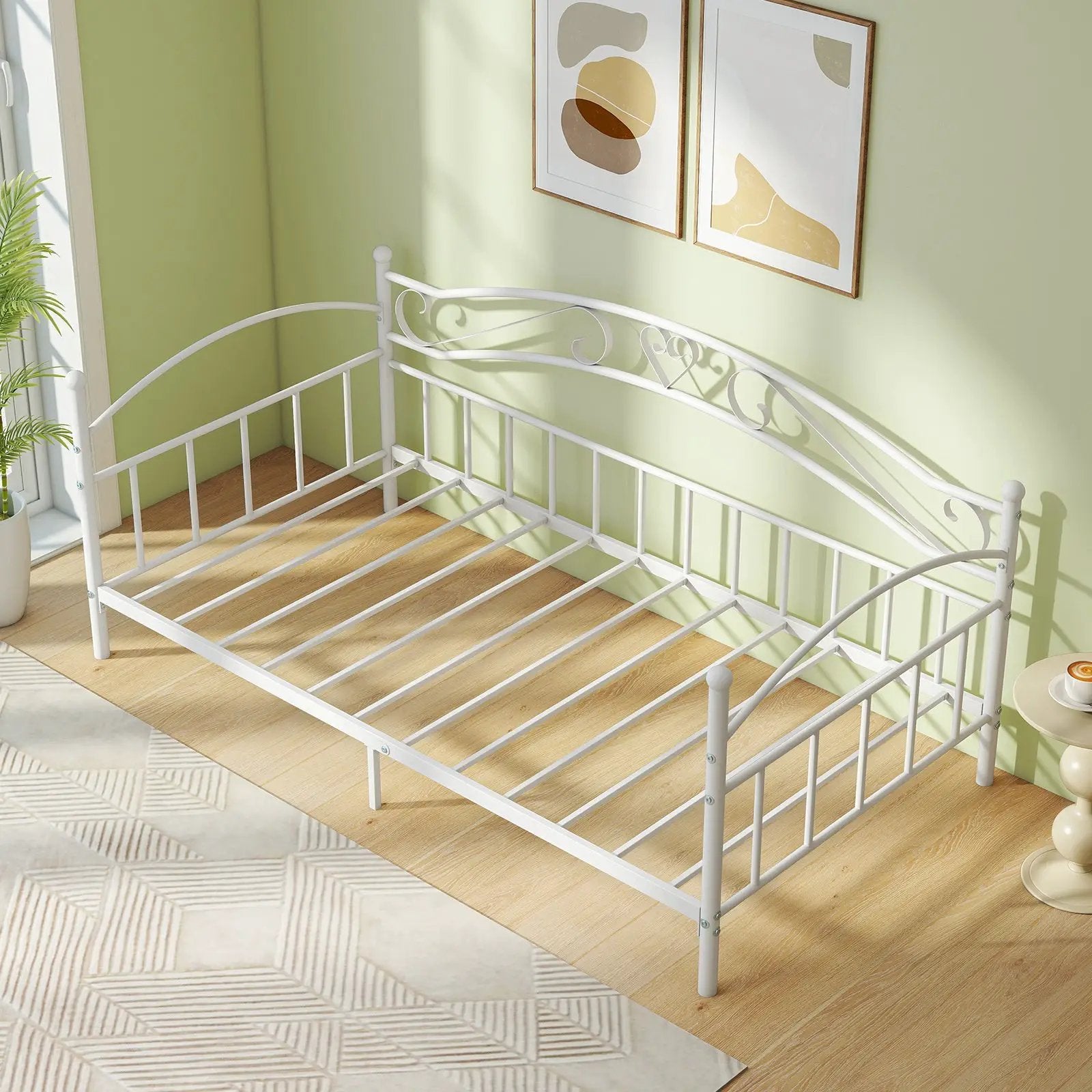 Twin Size Metal Daybed Frame with Headboard for Bedroom by DirectDeals