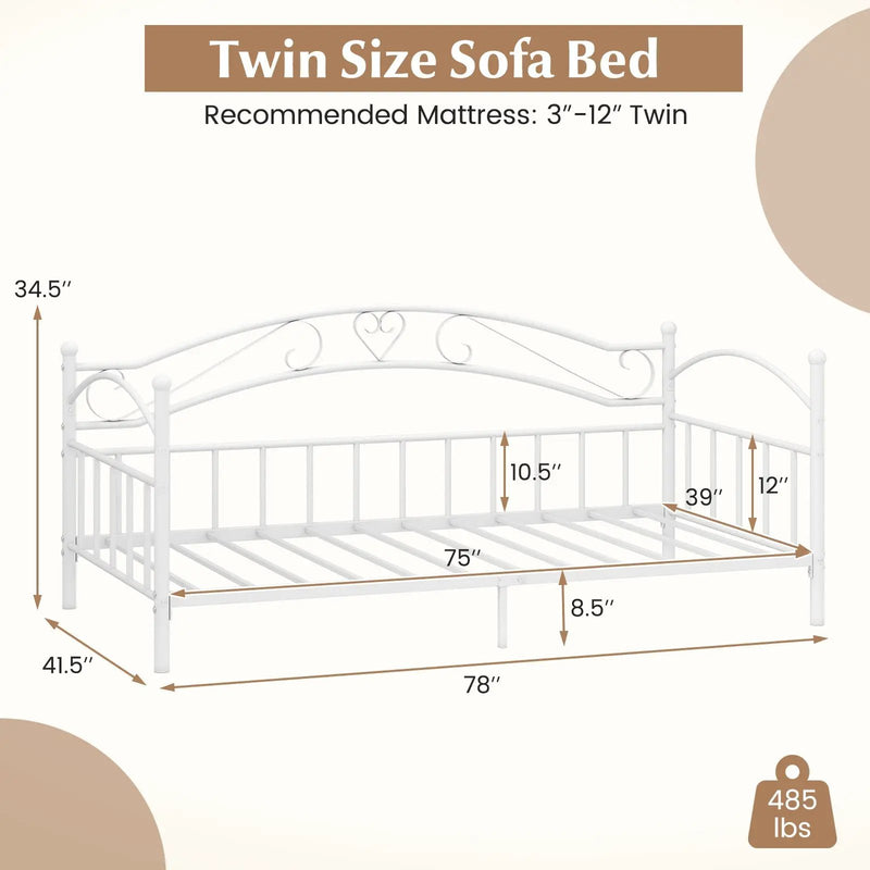 Twin Size Metal Daybed Frame with Headboard for Bedroom by DirectDeals