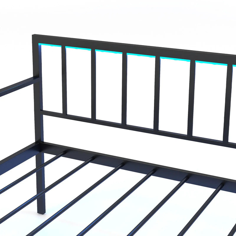 Twin Daybed with Charging Station and LED Lights-Black by DirectDeals
