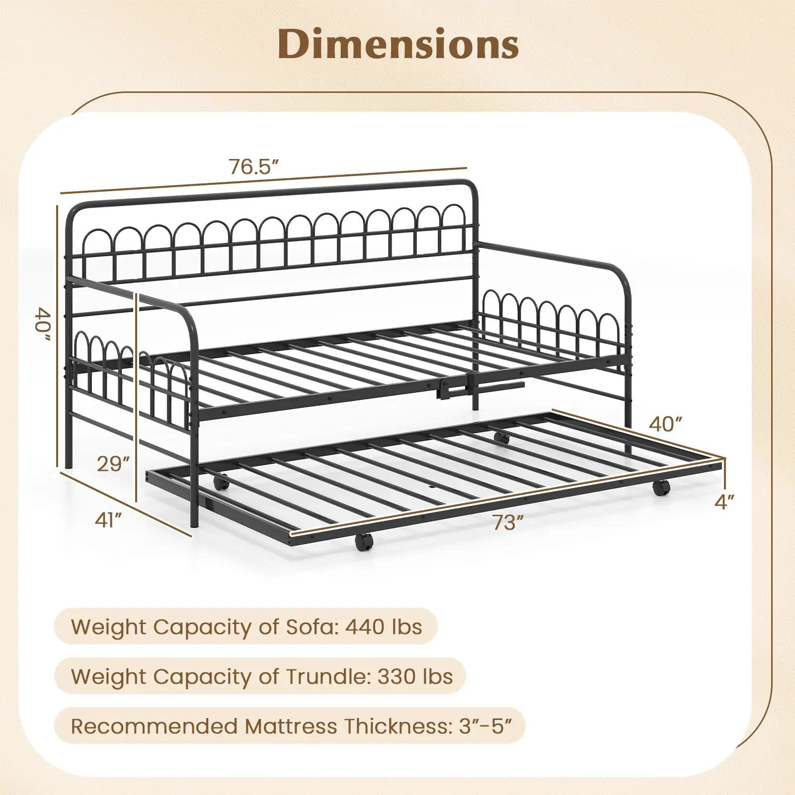 Twin Daybed with Curved Backrest and Armrests by DirectDeals