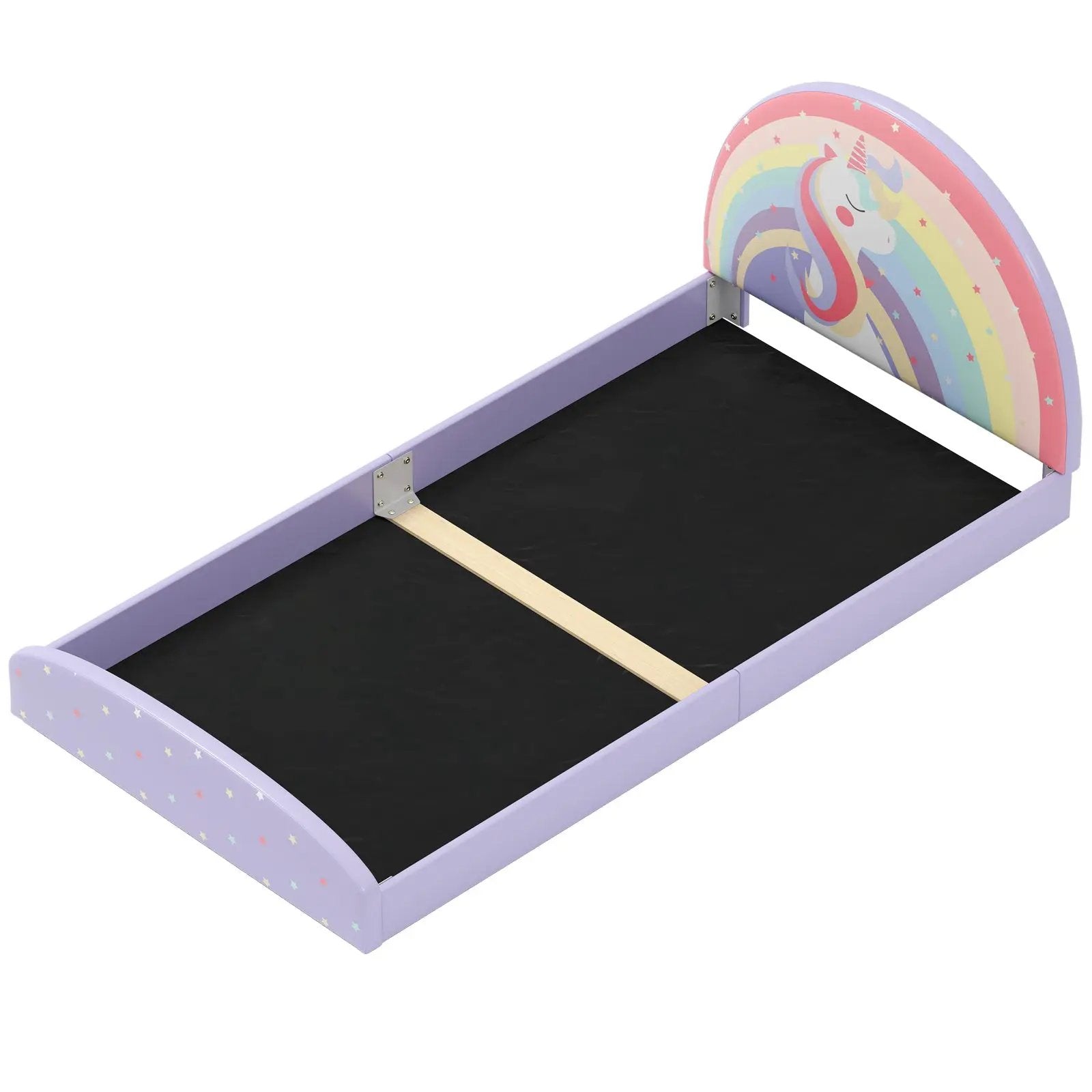 Twin Floor Bed Frame Upholstered Twin Size Kids Floor Bed with 210D Oxford Cloth Floor Mat by DirectDeals