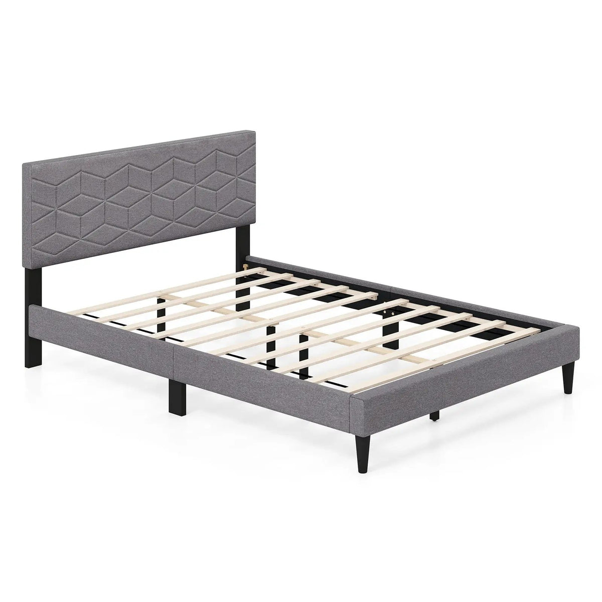 Twin/Full/Queen Size Bed Frame Modern Platform Bed with Linen Fabric Upholstered Headboard by DirectDeals