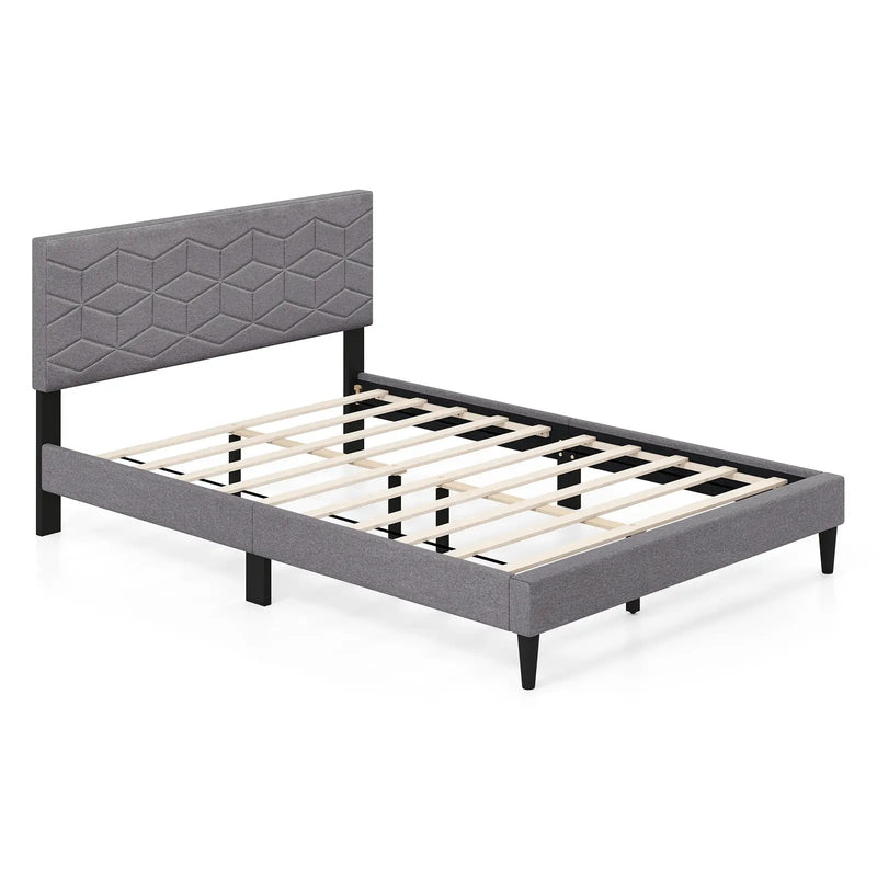 Twin/Full/Queen Size Bed Frame Modern Platform Bed with Linen Fabric Upholstered Headboard by DirectDeals