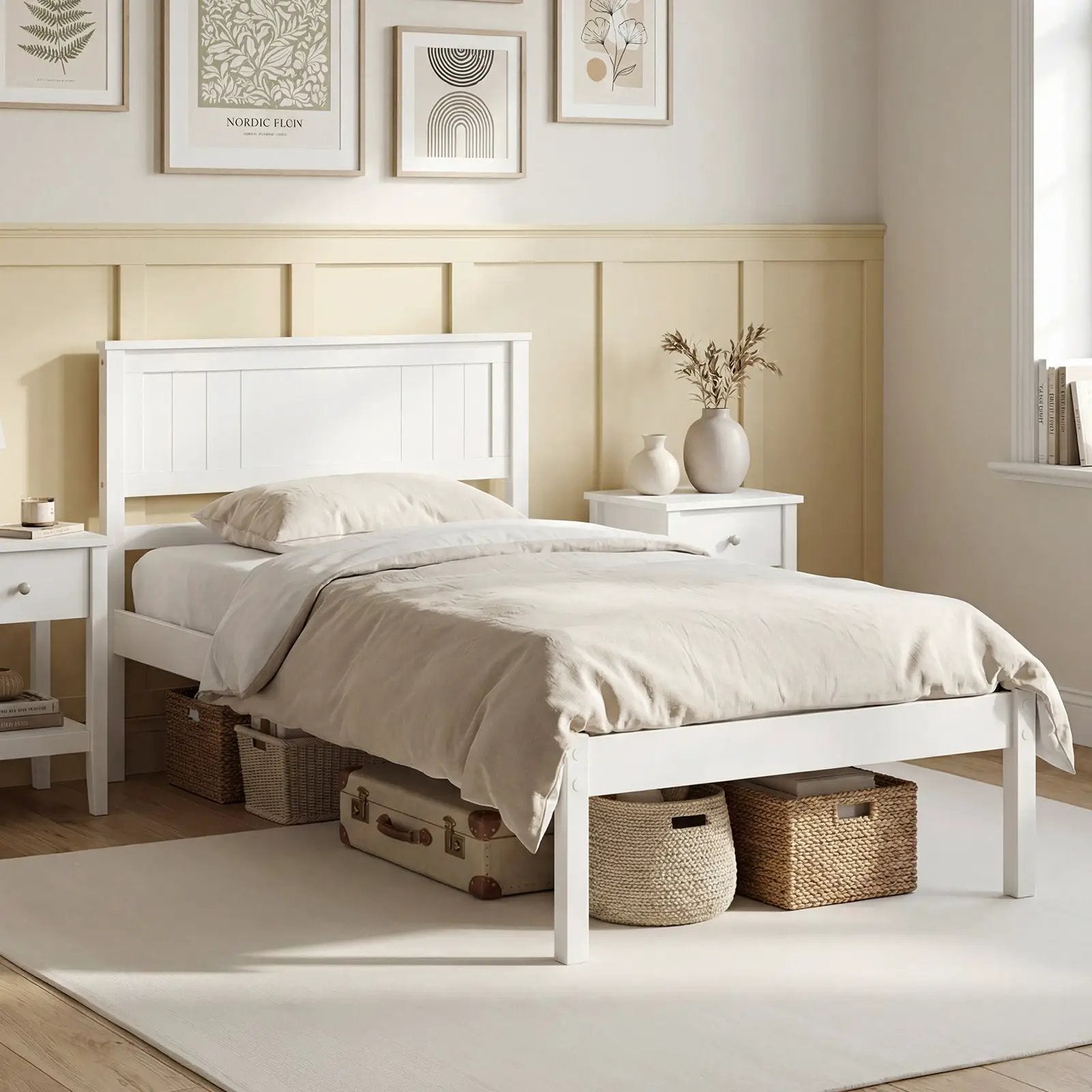 Twin/Full/Queen Size Sturdy Wooden Bed Frame with Headboard and Slat Support by DirectDeals