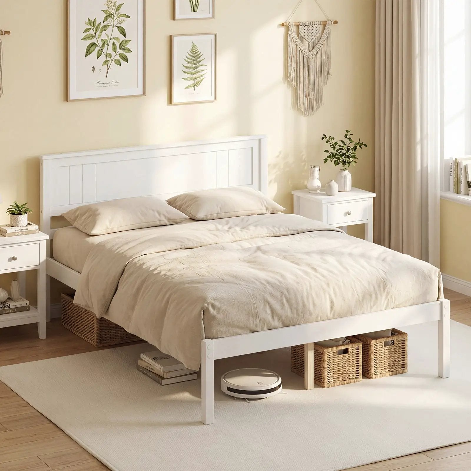 Twin/Full/Queen Size Sturdy Wooden Bed Frame with Headboard and Slat Support by DirectDeals