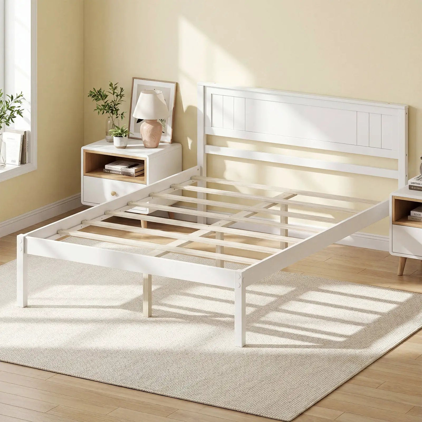 Twin/Full/Queen Size Sturdy Wooden Bed Frame with Headboard and Slat Support by DirectDeals