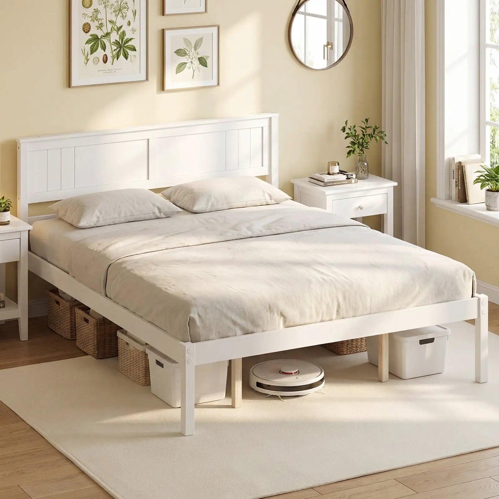 Twin/Full/Queen Size Sturdy Wooden Bed Frame with Headboard and Slat Support by DirectDeals
