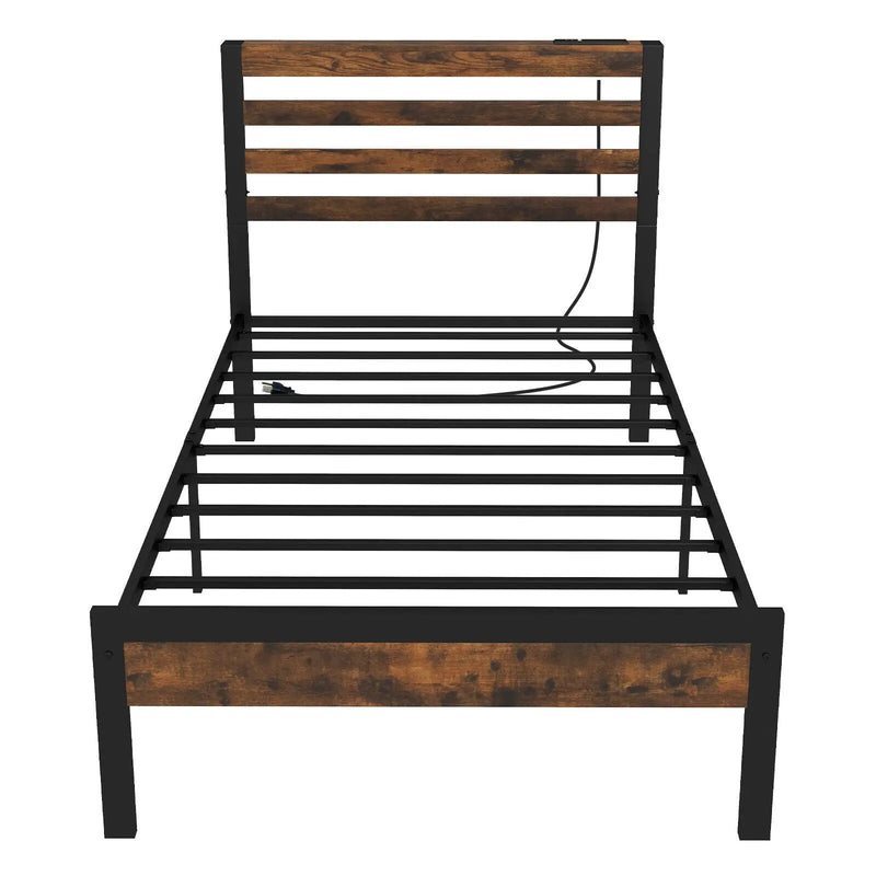 Full/Queen Size Bed Frame with Charging Station and Storage Headboard by DirectDeals