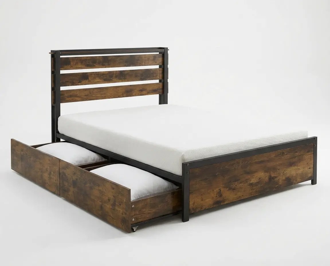 Twin Bed Frame with 4 Large Storage Drawers – Space by DirectDeals