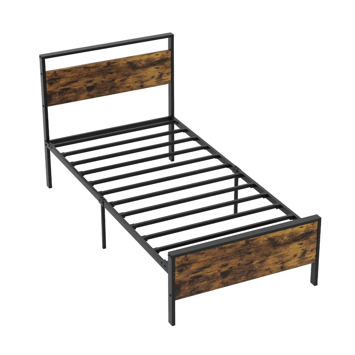 King Metal Bed Frame Industrial Platform Bed with Wooden Headboard by DirectDeals