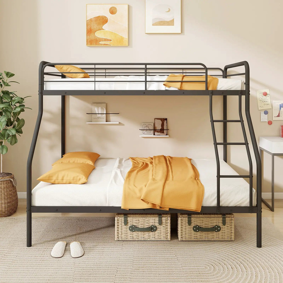 Twin Over Full Bunk Bed with Ladder and Full-length Guardrails by DirectDeals