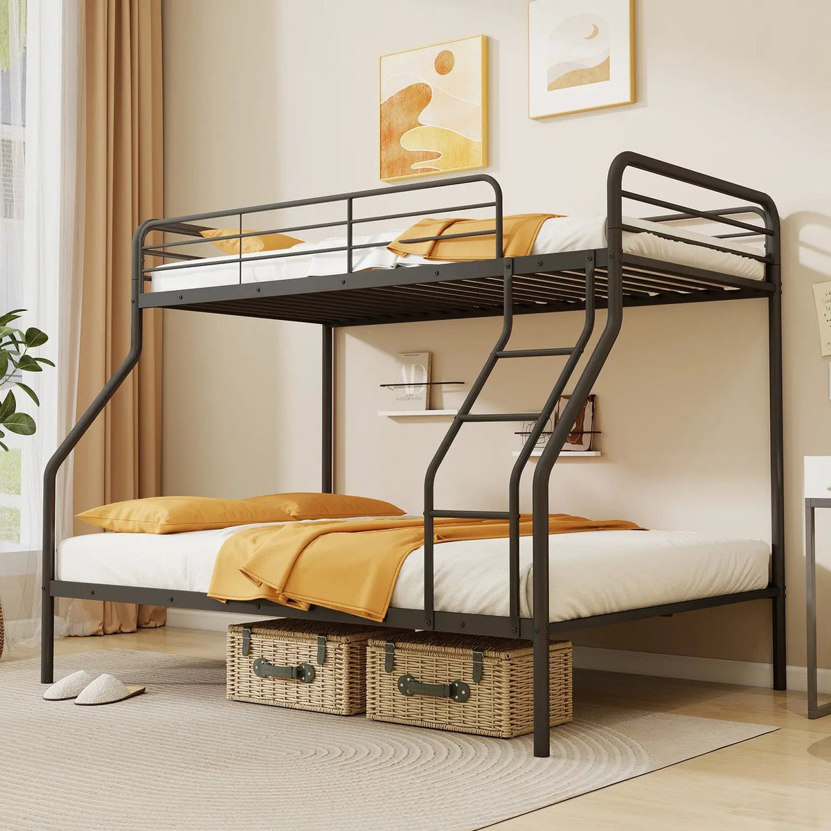 Twin Over Full Bunk Bed with Ladder and Full-length Guardrails by DirectDeals