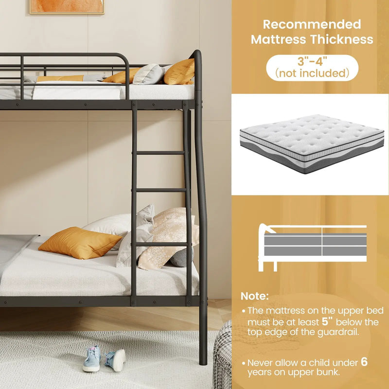 Twin Over Full Bunk Bed with Ladder and Full-length Guardrails by DirectDeals