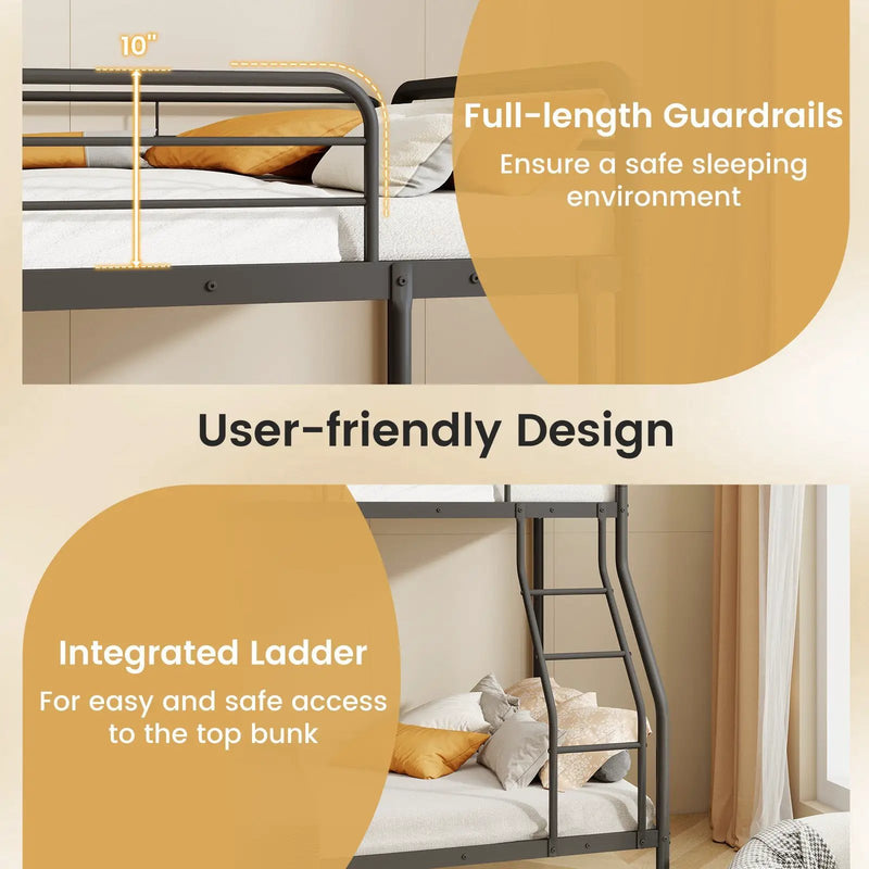 Twin Over Full Bunk Bed with Ladder and Full-length Guardrails by DirectDeals