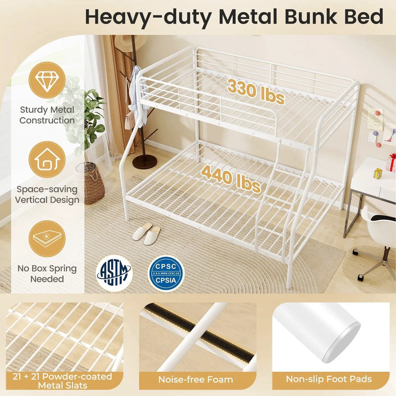 Twin Over Full Bunk Bed with Ladder and Full-length Guardrails by DirectDeals