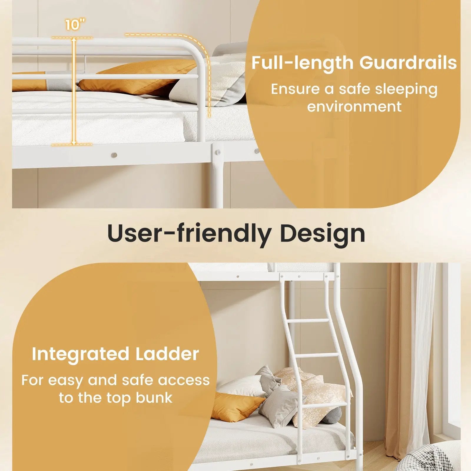 Twin Over Full Bunk Bed with Ladder and Full-length Guardrails by DirectDeals