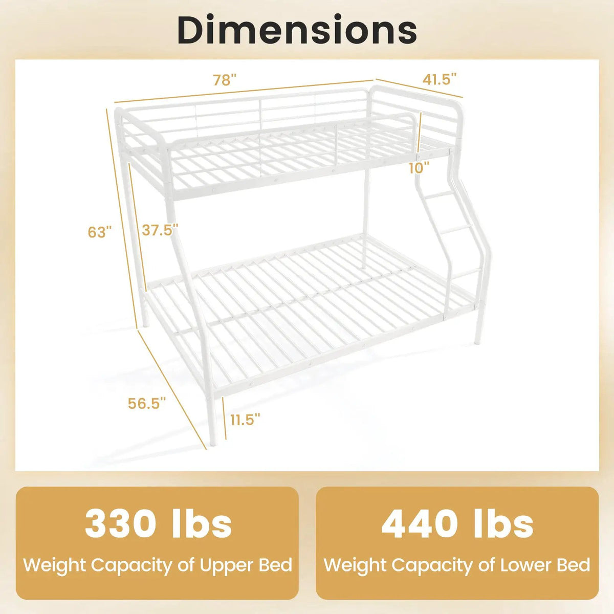 Twin Over Full Bunk Bed with Ladder and Full-length Guardrails by DirectDeals